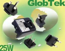 RoHS and Energy Star Wall Plug-in Power Supplies Have Interchangeable International Blades 25W